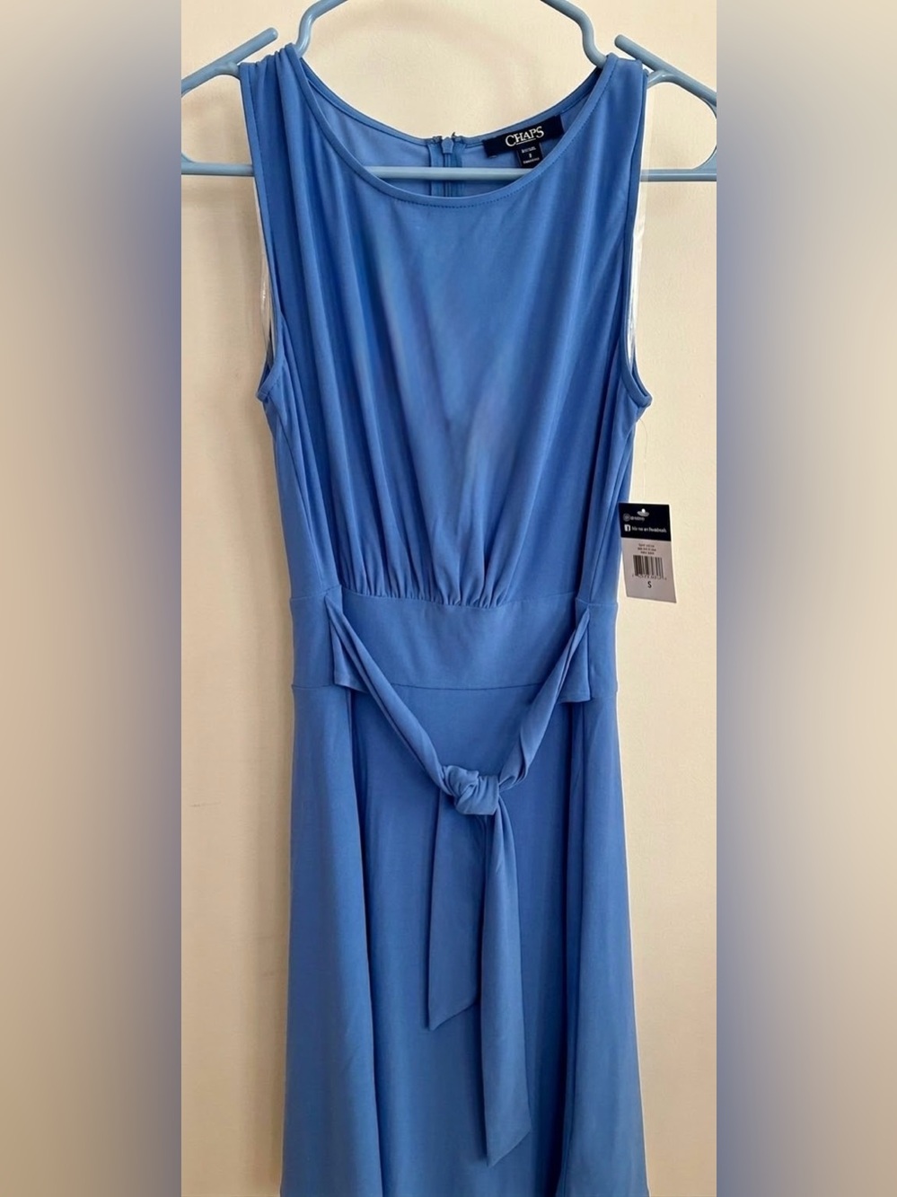 Chaps Women's Sky Blue Sleeveless Tie-Waist Midi Dress - Picture 2 of 4